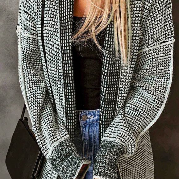 Multicolor Casual Womens Drop Shoulder Open Front Coat - Picture 2 of 5